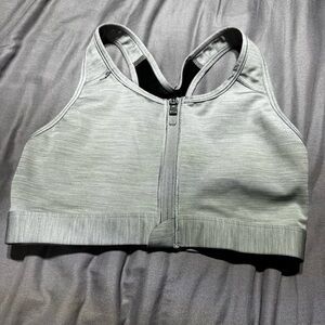 Nike grey front zip‎ sports bra size S